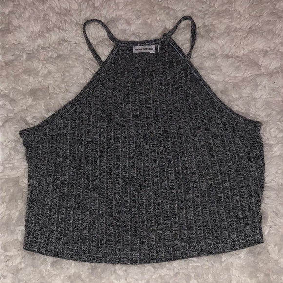 Gray Halter Crop Top - Picture 1 of 3